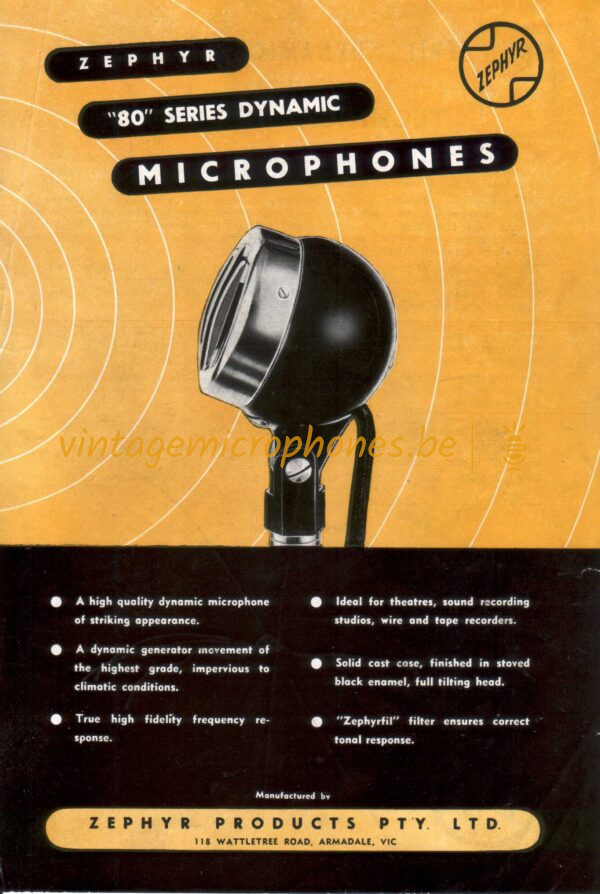 Zephyr microphones 80 series data sheet (2 pages)